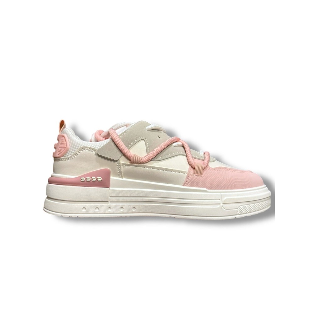 SHEIN Fashion Sneakers Chunky Platform Lace Up Casual Shoes White Pink Sz 8 - Picture 16 of 16